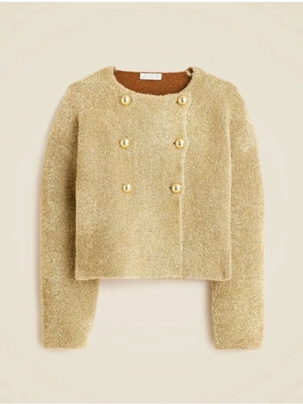 J.Crew Collection Oversized Double-faced Cardigan in Gold Metallic Jacket S